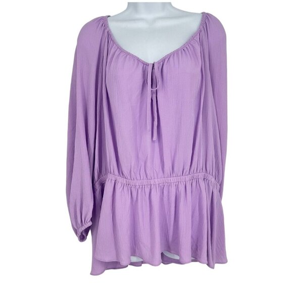 Beauticurve by Lane Bryant Long Sleeve Peplum Waist Crepe Blouse Size 20 - Picture 1 of 9